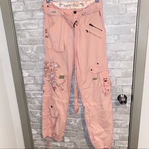 Rare Sugarlips Pink Cargo Pants with Embroidery